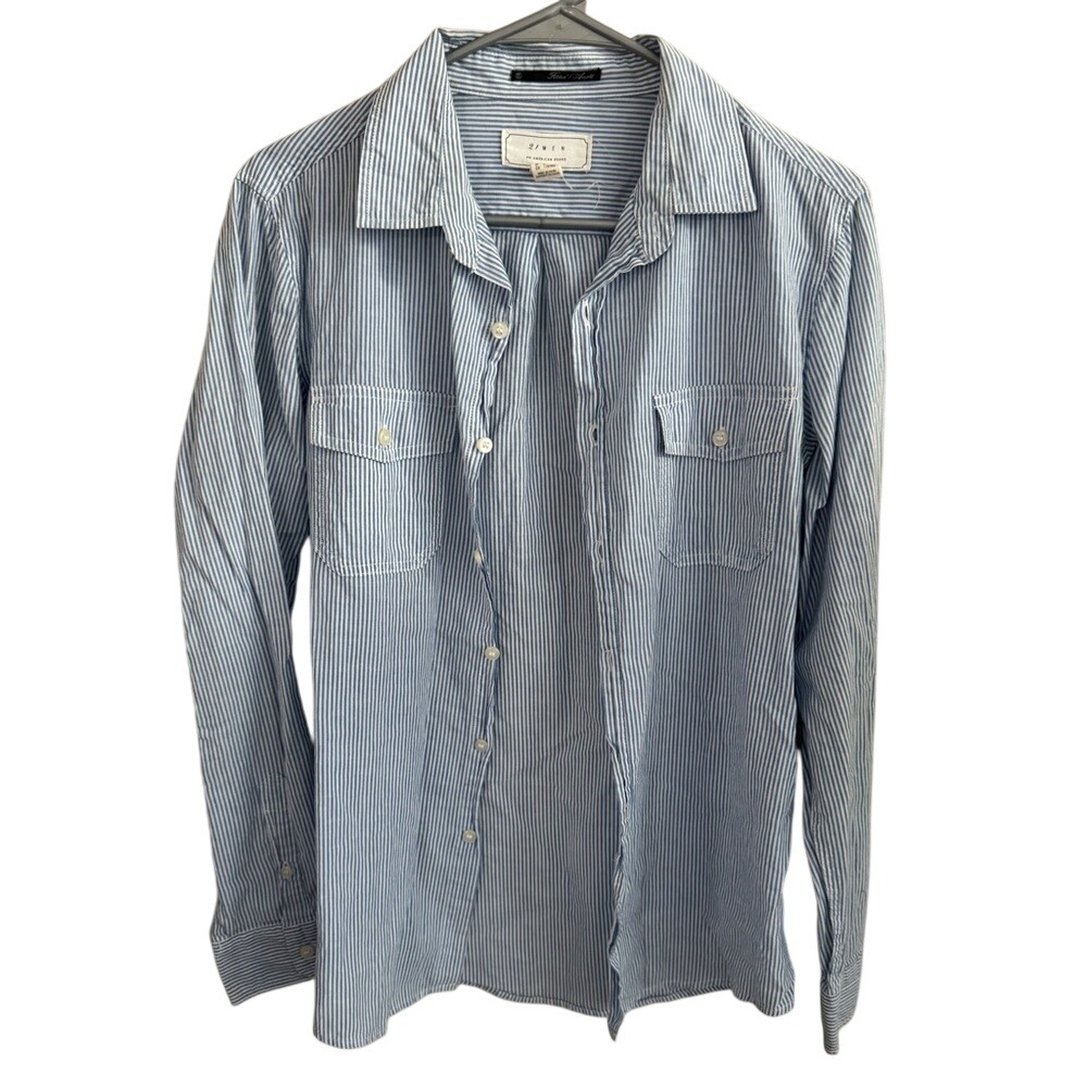 21men‎ Blue Striped Casual Button-Down Shirt